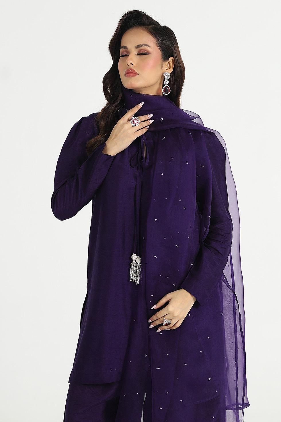 Korean Silk Farshi Shalwar Kameez: Indian Wedding Outfit with Organza Dupatta