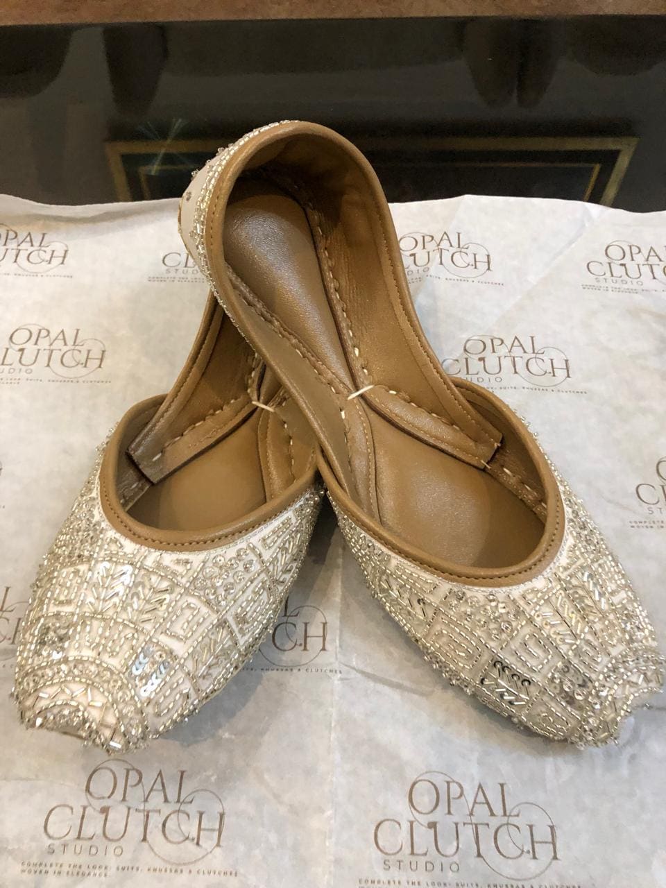 Handcrafted Silver White Vegan Jutti: Indian Wedding Mojari Khussa