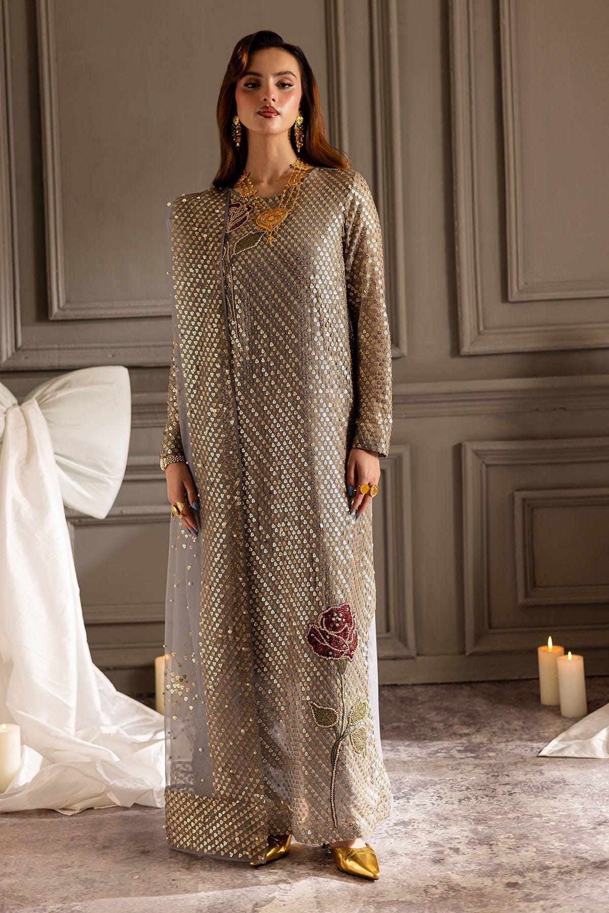 Grey Sequin Salwar Kameez Suit, Indian Wedding Dress