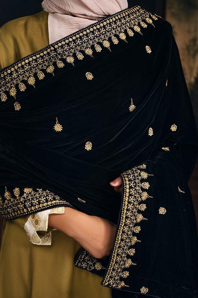 Black Elegant zardosi Velvet Shawl | Sequin & Tila Embellished Wrap | black wedding shawl,Indian shawl kashmiri,black shawls,