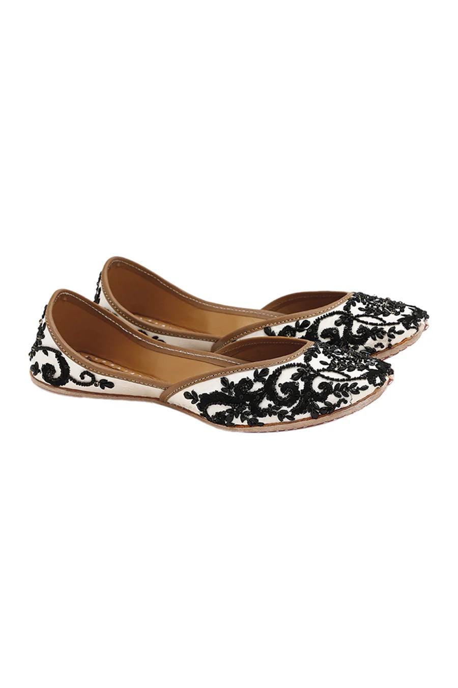 Handmade Pearl Bridal Juttis - Embroidered Indian Khussa Flats