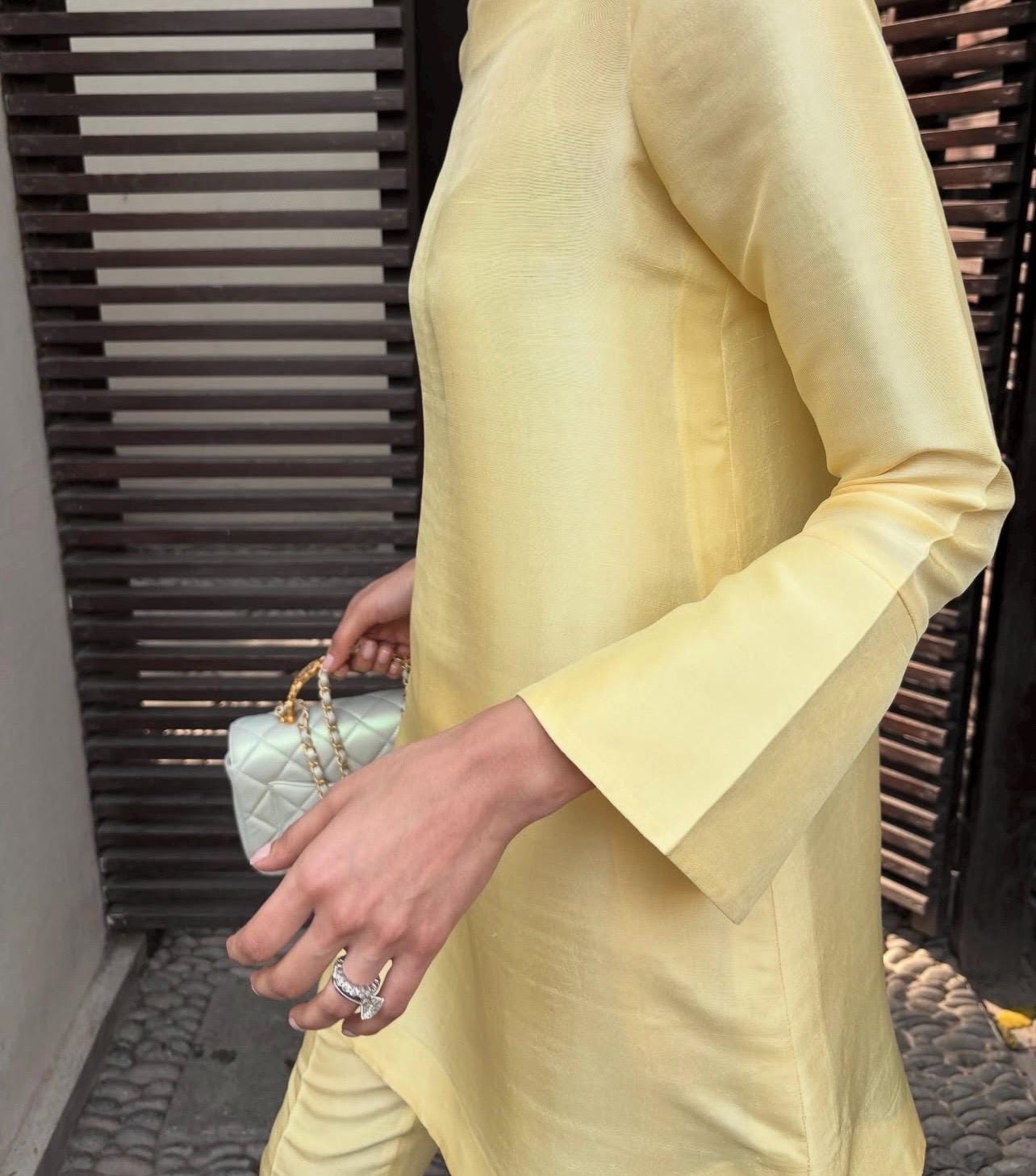 Silk Shalwar Kameez Set: Sheesha Silk Tunic, Custom Colors