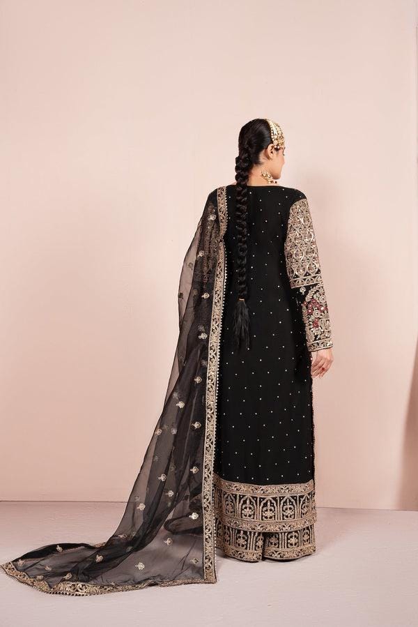 Chiffon Kamdani Indian Dress, Pakistani Long Shirt, Raw Silk Trouser, Organza Dupatta