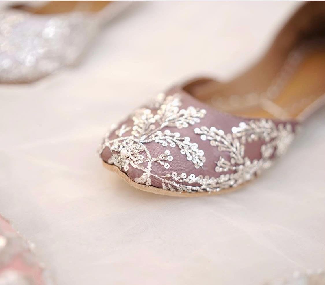 Handcrafted Juttis: Ice Blue, Powder Pink & Lavender Punjabi Flats