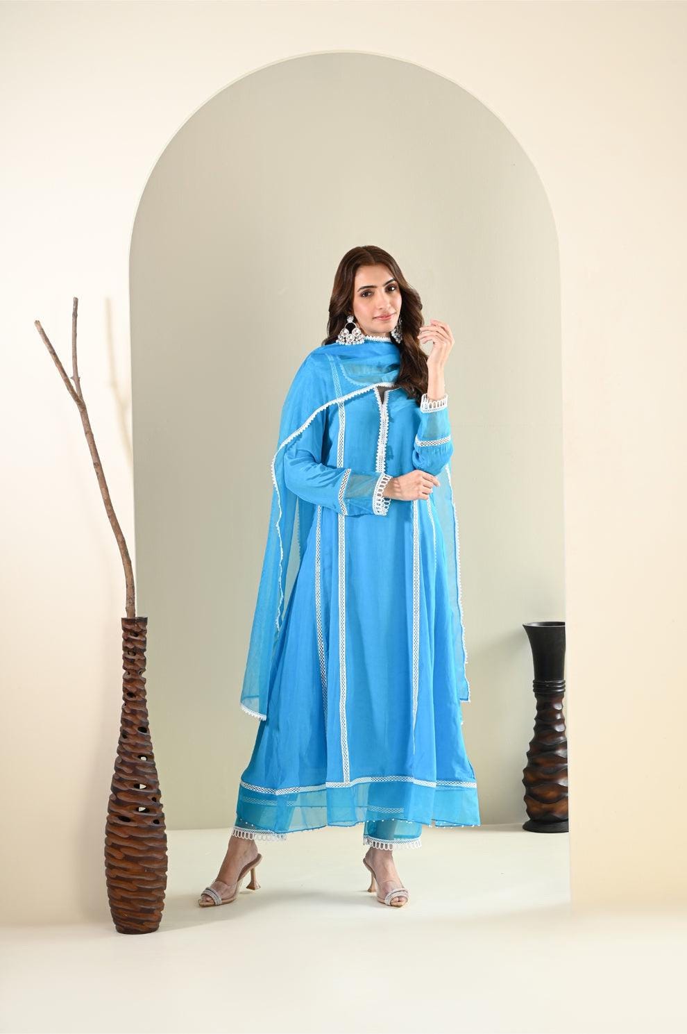 Lace Kameez Shalwar, Crepe 3-Piece Outfit