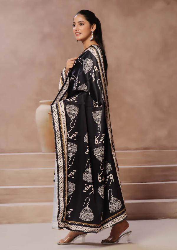 Urdu Calligraphy Dupatta: Swiss Silk Islamic Scarf, Ramadan Eid Gift