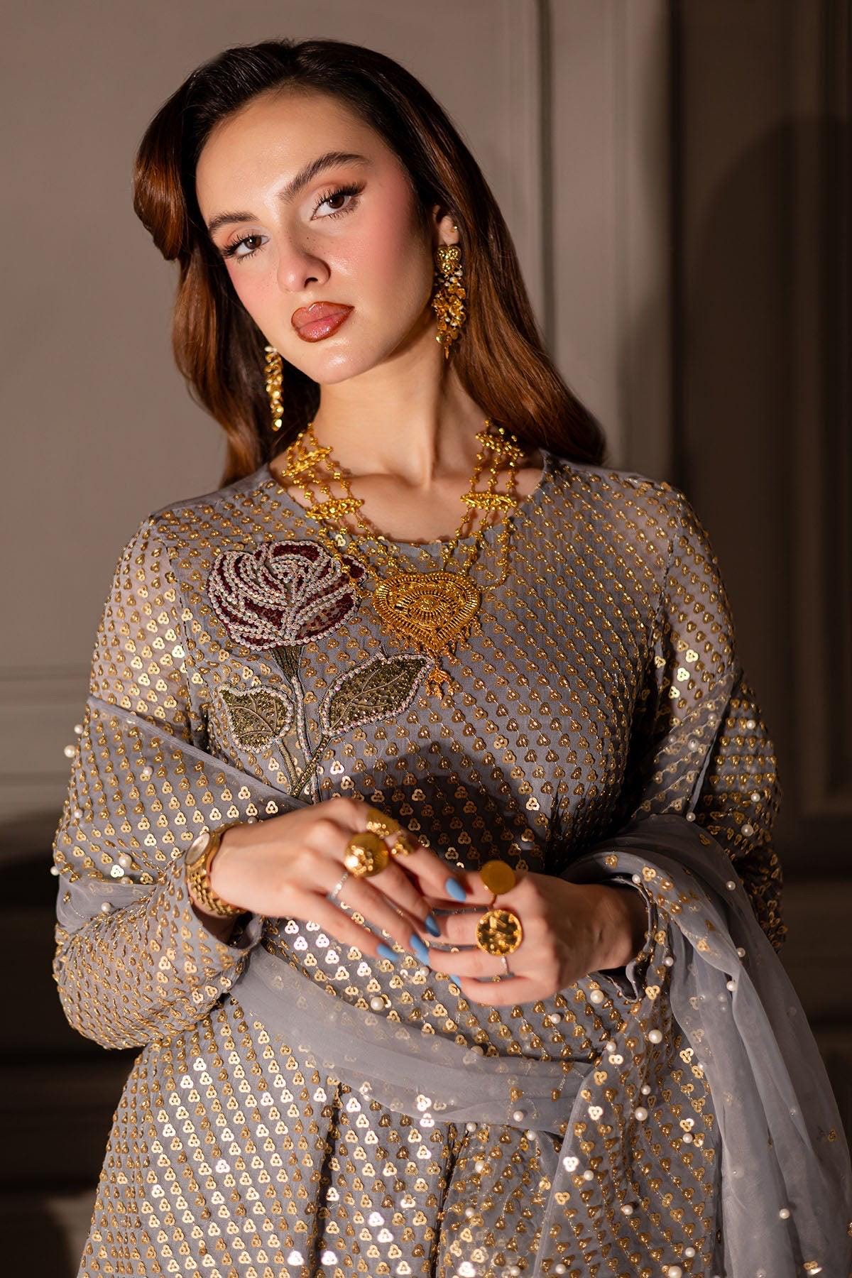 Grey Sequin Salwar Kameez Suit, Indian Wedding Dress