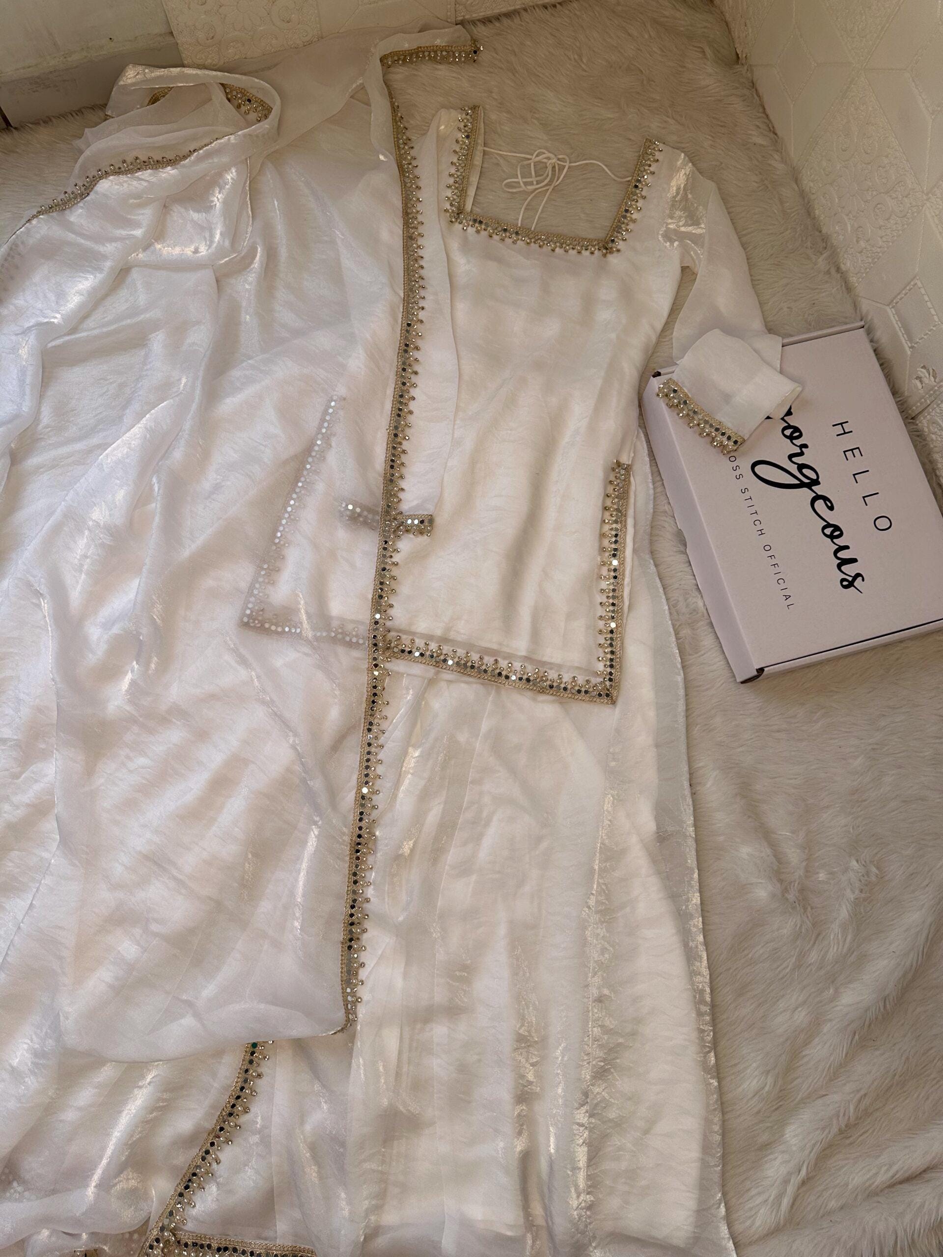 Maroon Kali Sharara Set: Hand Embroidered Silk Suit with Mirror Lace