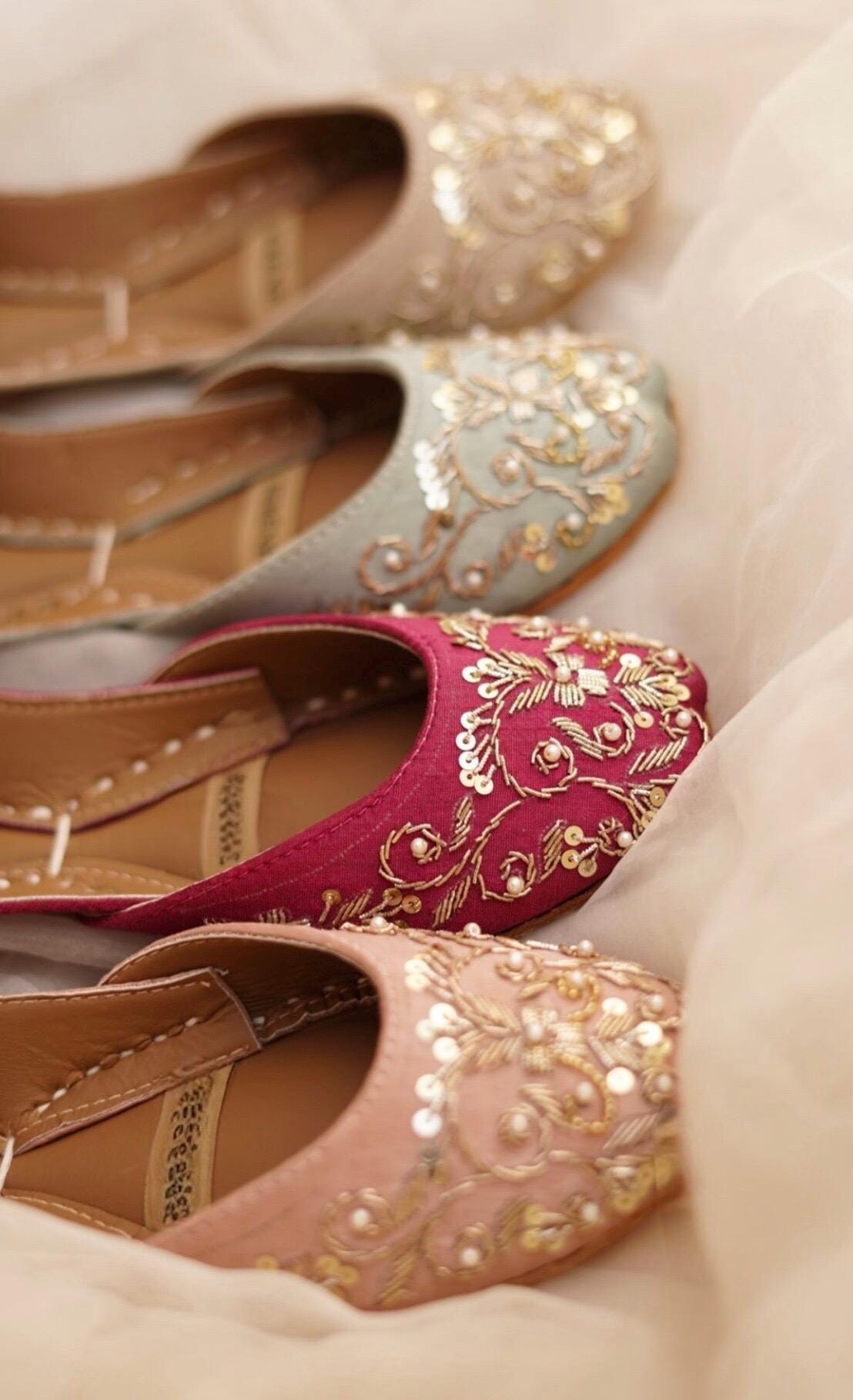 Embroidered Velvet Khussa Shoes – Punjabi Jutti, Ethnic Wedding Flats