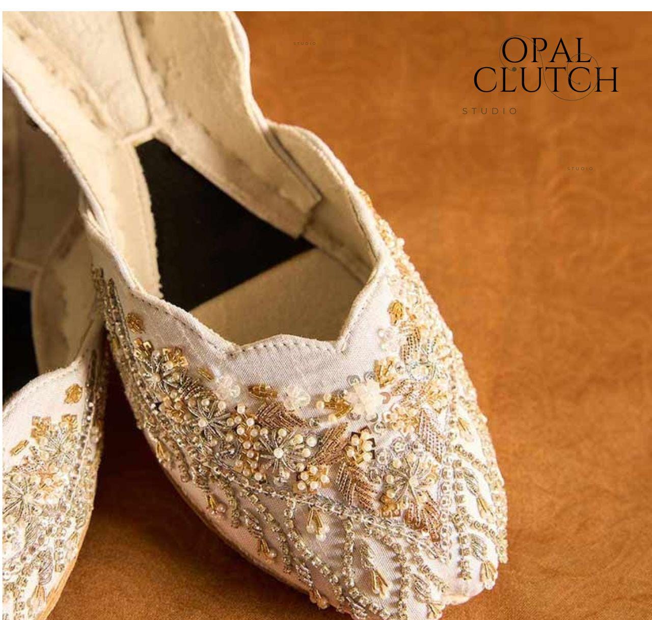 Handmade Pearl Embellished Khussa – Velvet Bridal Jutti