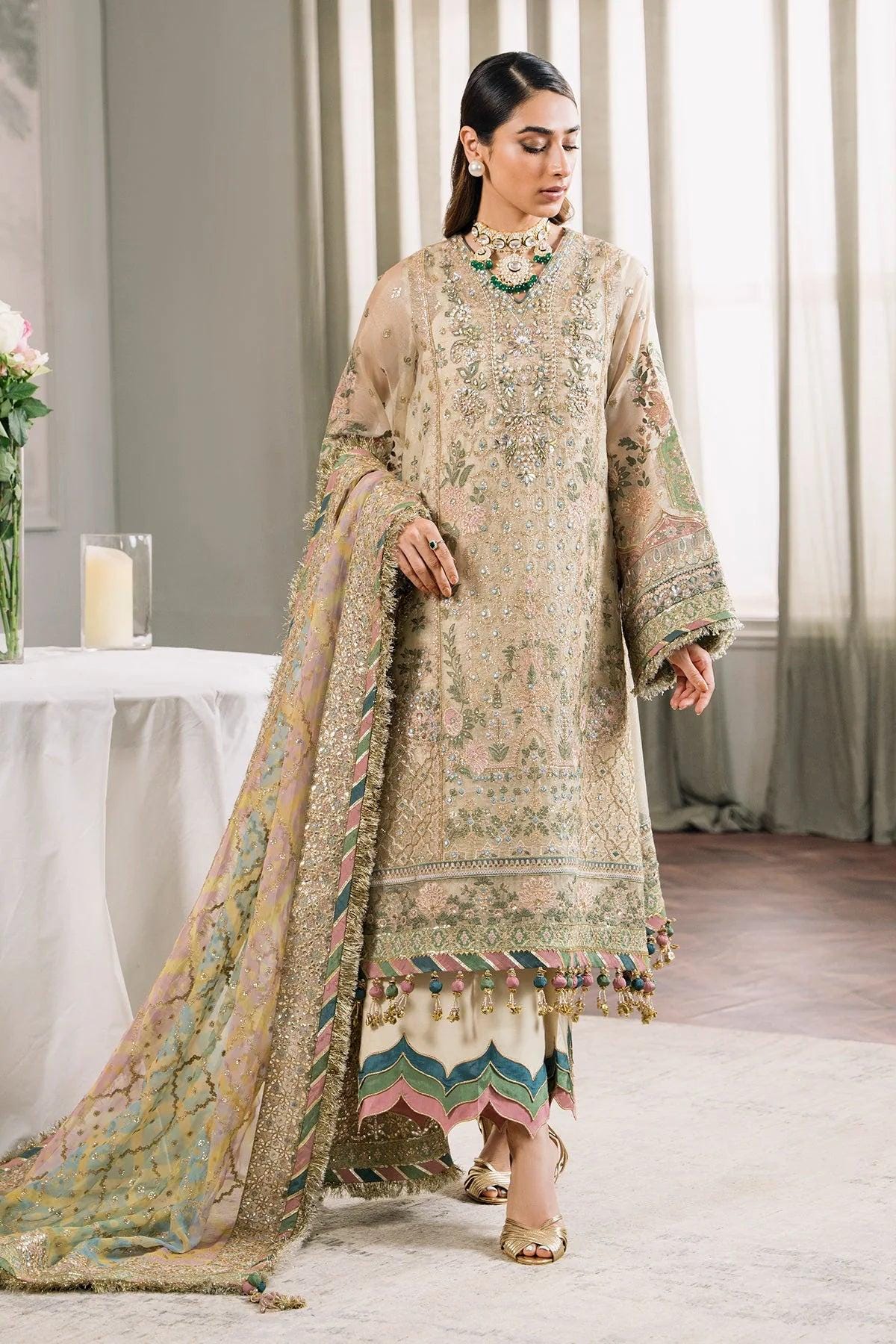 Embroidered Masuri Kurta Palazzo Suit | Pakistani 3-Piece Dress