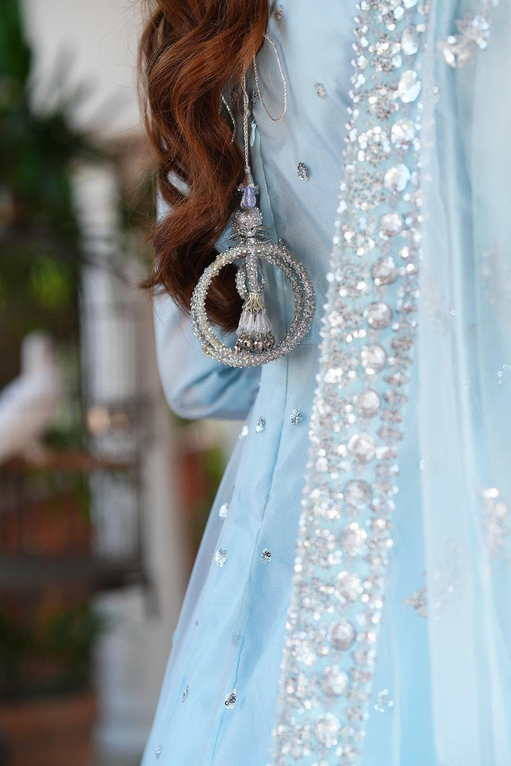 Embroidered Net Frock, Sky Blue Pakistani Maxi Dress, Lengha India