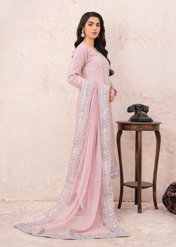 Pink Pakistani Wedding Dress: Pearl Kamdani 3-Piece Shalwar Kameez