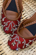 Handmade Ruby Red Silk Jutti Flats: Bridal Wedding Shoes