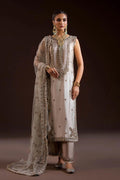 Ivory Glass Silk Farshi Shalwar Kameez with Net Dupatta