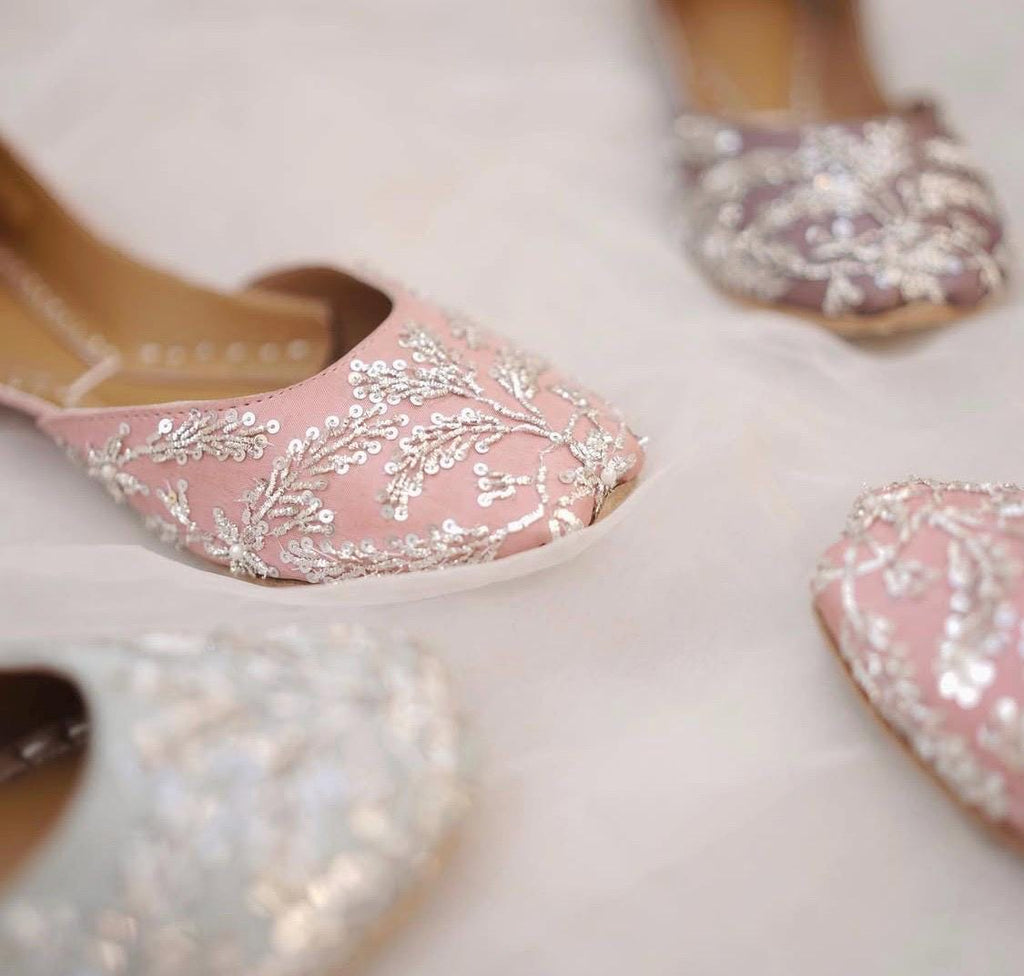Handcrafted Juttis: Ice Blue, Powder Pink & Lavender Punjabi Flats