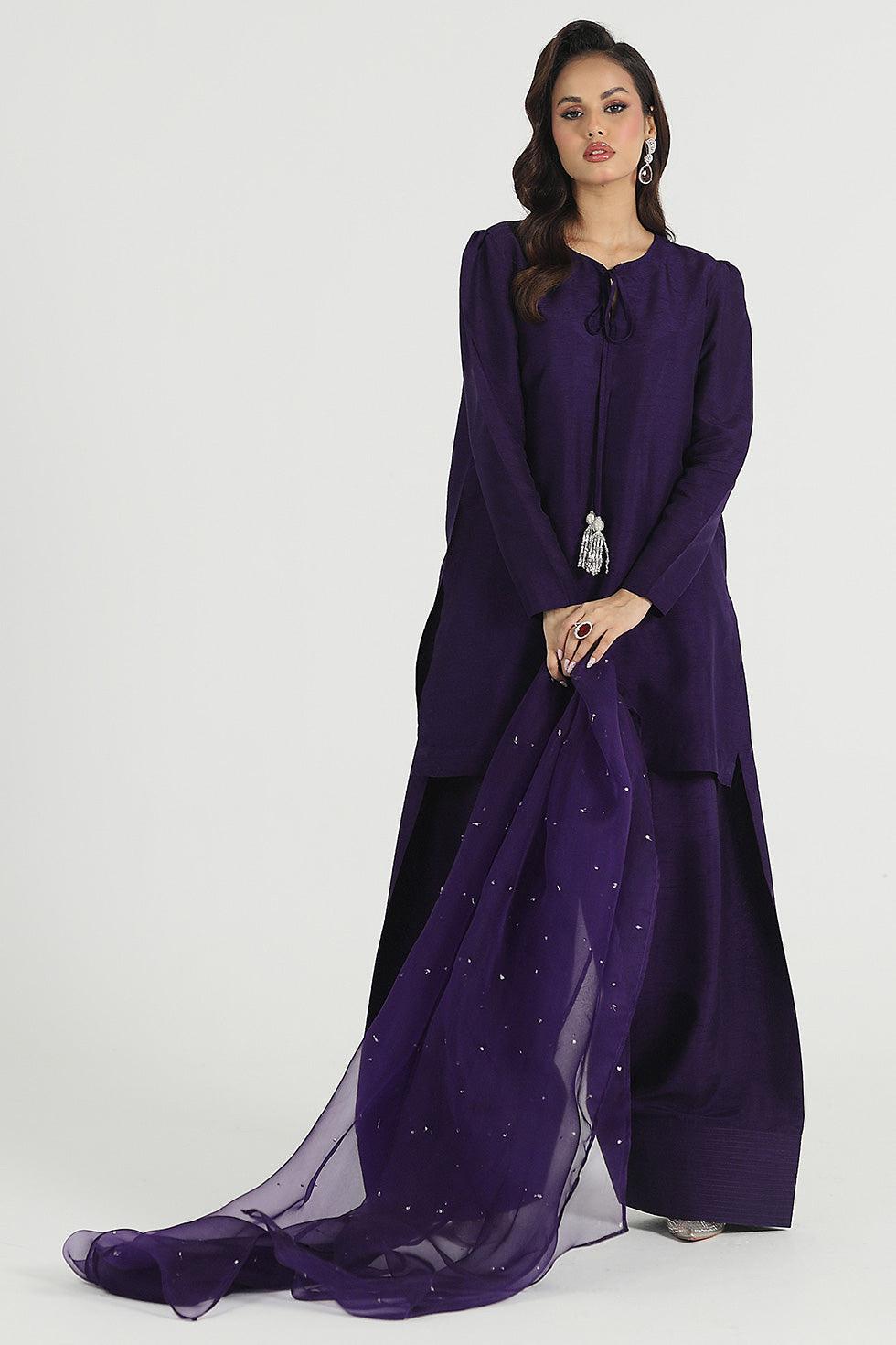 Korean Silk Farshi Shalwar Kameez: Indian Wedding Outfit with Organza Dupatta