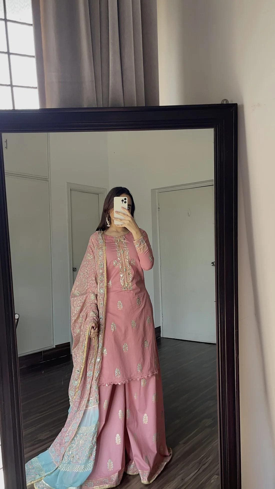 Stitched Pink Lawn Suit, Embellished Pakistani Outfit, 3-Piece