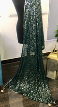 Green Sequin Dupatta: Chiffon Shawl, Embroidered Bridal Mayun
