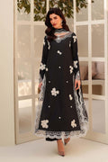 black pakistani Embroidered Silk Shalwar  3pc Suit, 3D Floral Pakistani Dress with Dupatta