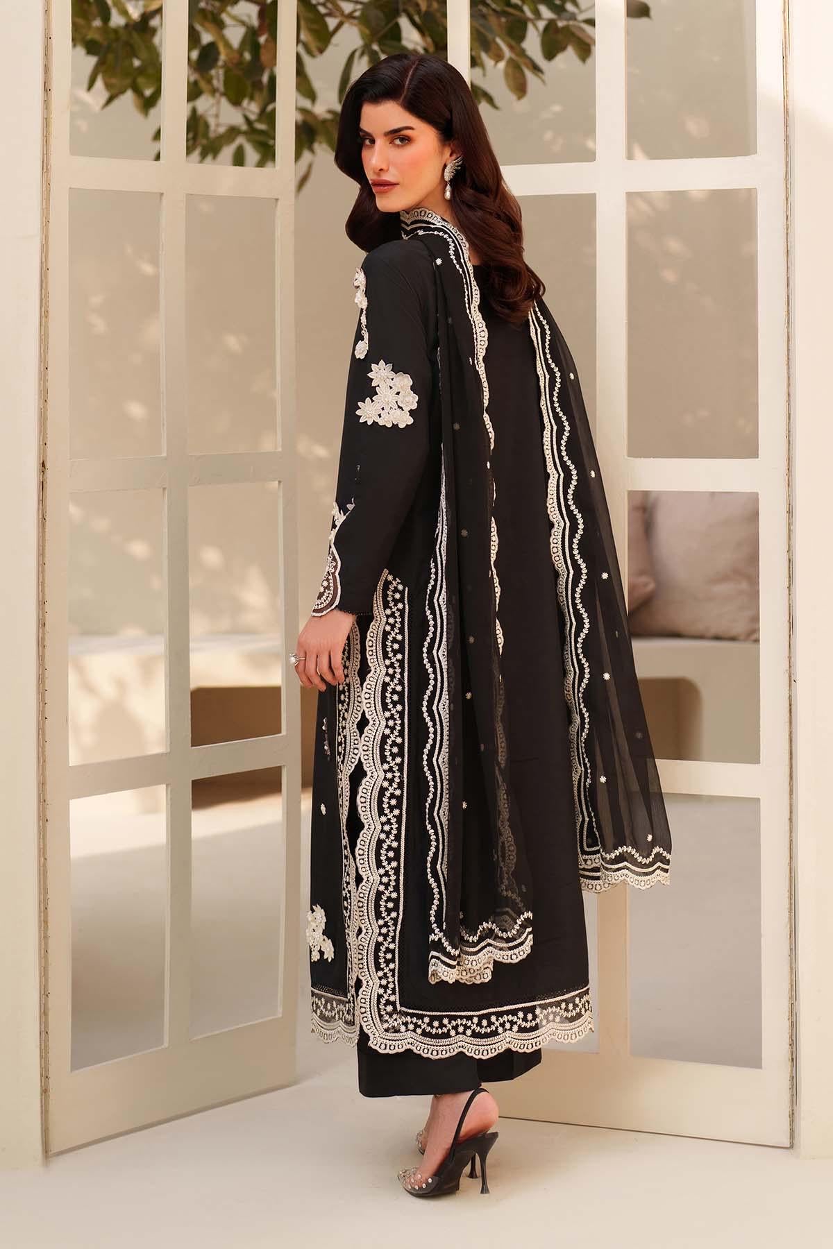 black pakistani Embroidered Silk Shalwar  3pc Suit, 3D Floral Pakistani Dress with Dupatta
