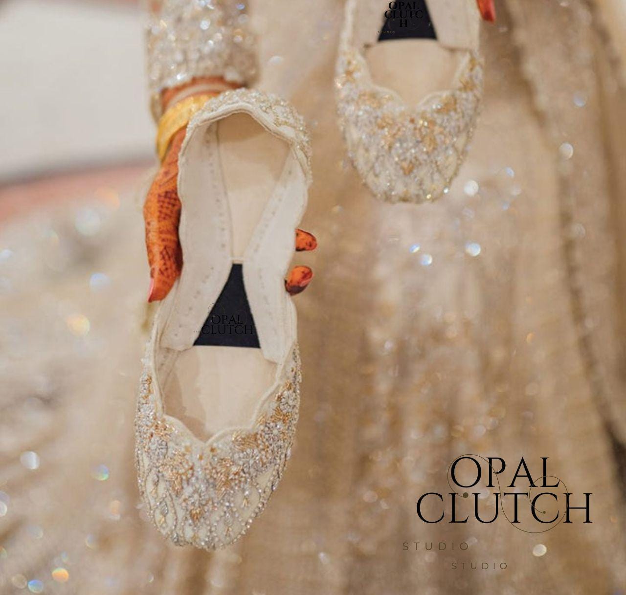 Handmade Pearl Embellished Khussa – Velvet Bridal Jutti