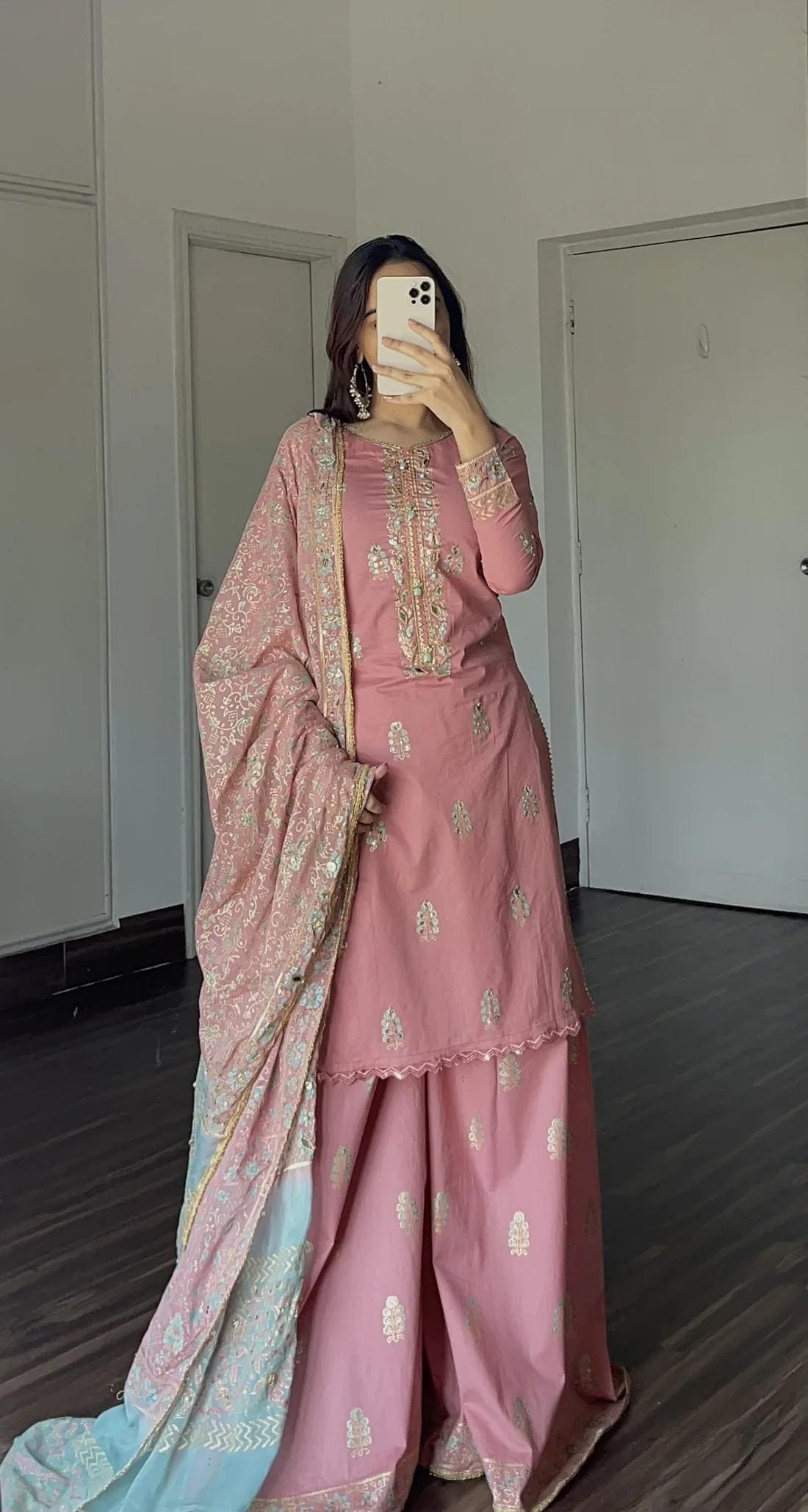 Stitched Pink Lawn Suit, Embellished Pakistani Outfit, 3-Piece