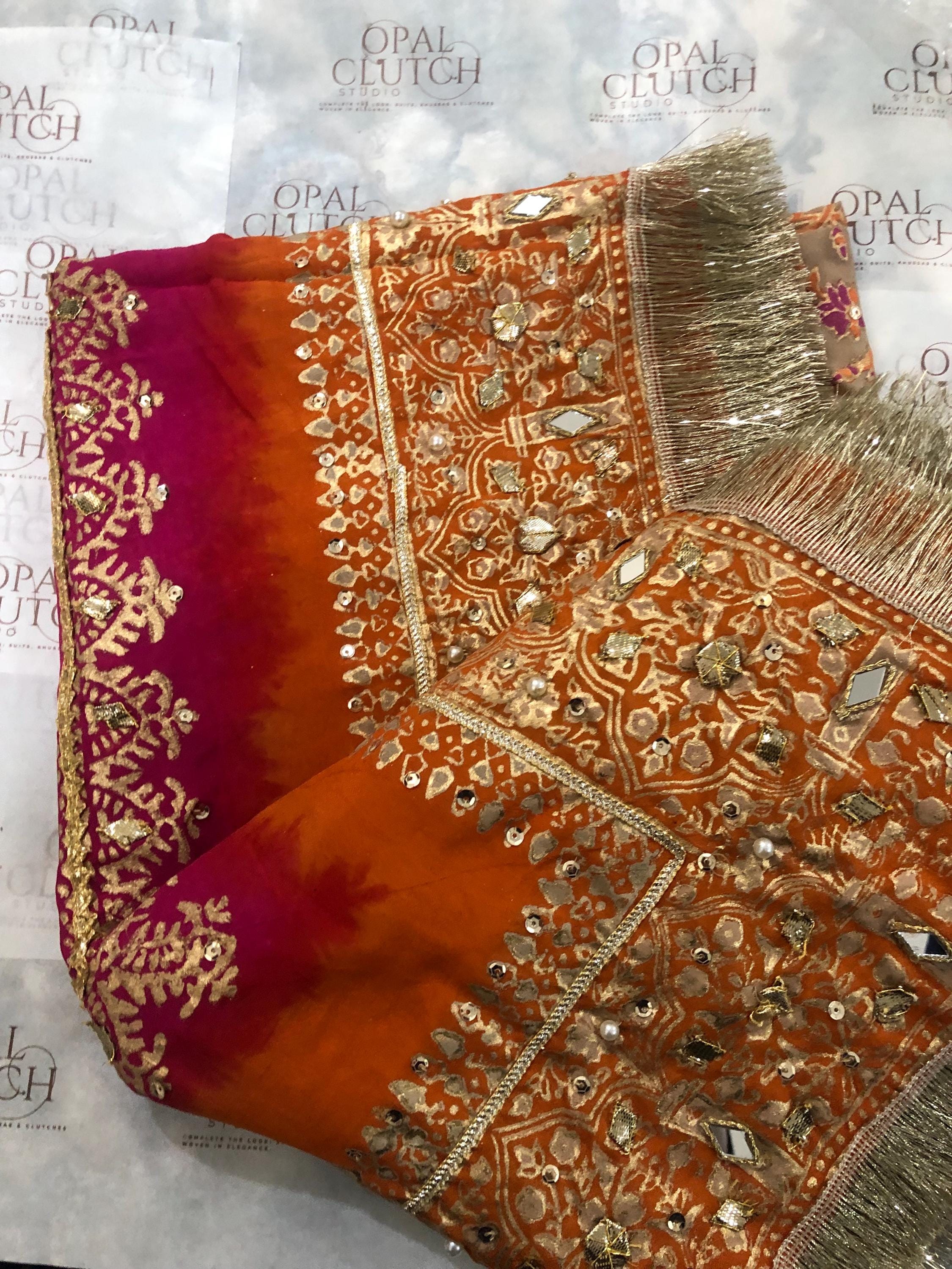 Kamdani Silk Dupatta: Multicolor Chunari Shawl with Mukesh Work,ivory duppata embroidered,orange gotta work duppata,mayun,mehndi duppata