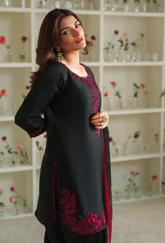 Blue Silk Sharara Suit: Indian Dress with Organza Dupatta