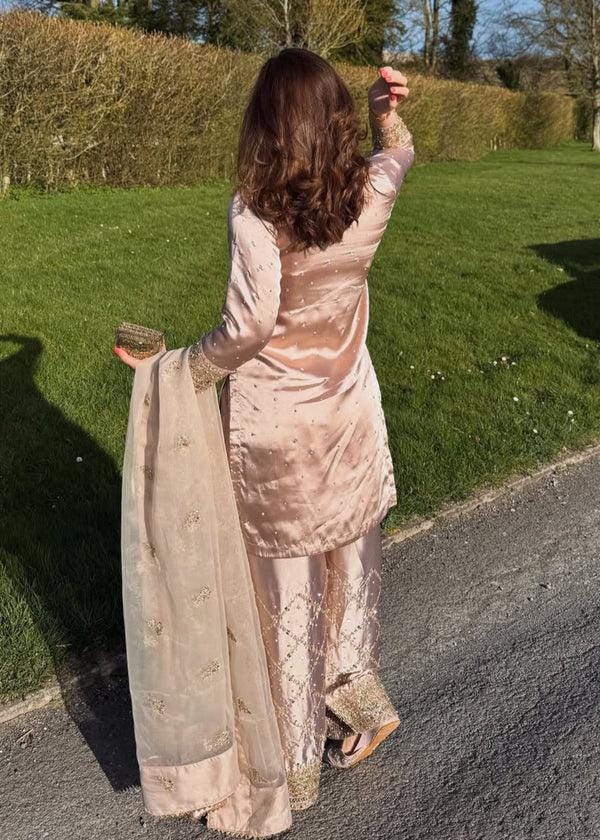 Silk Farshi Shalwar Kameez: Pakistani Wedding Mehndi Dress