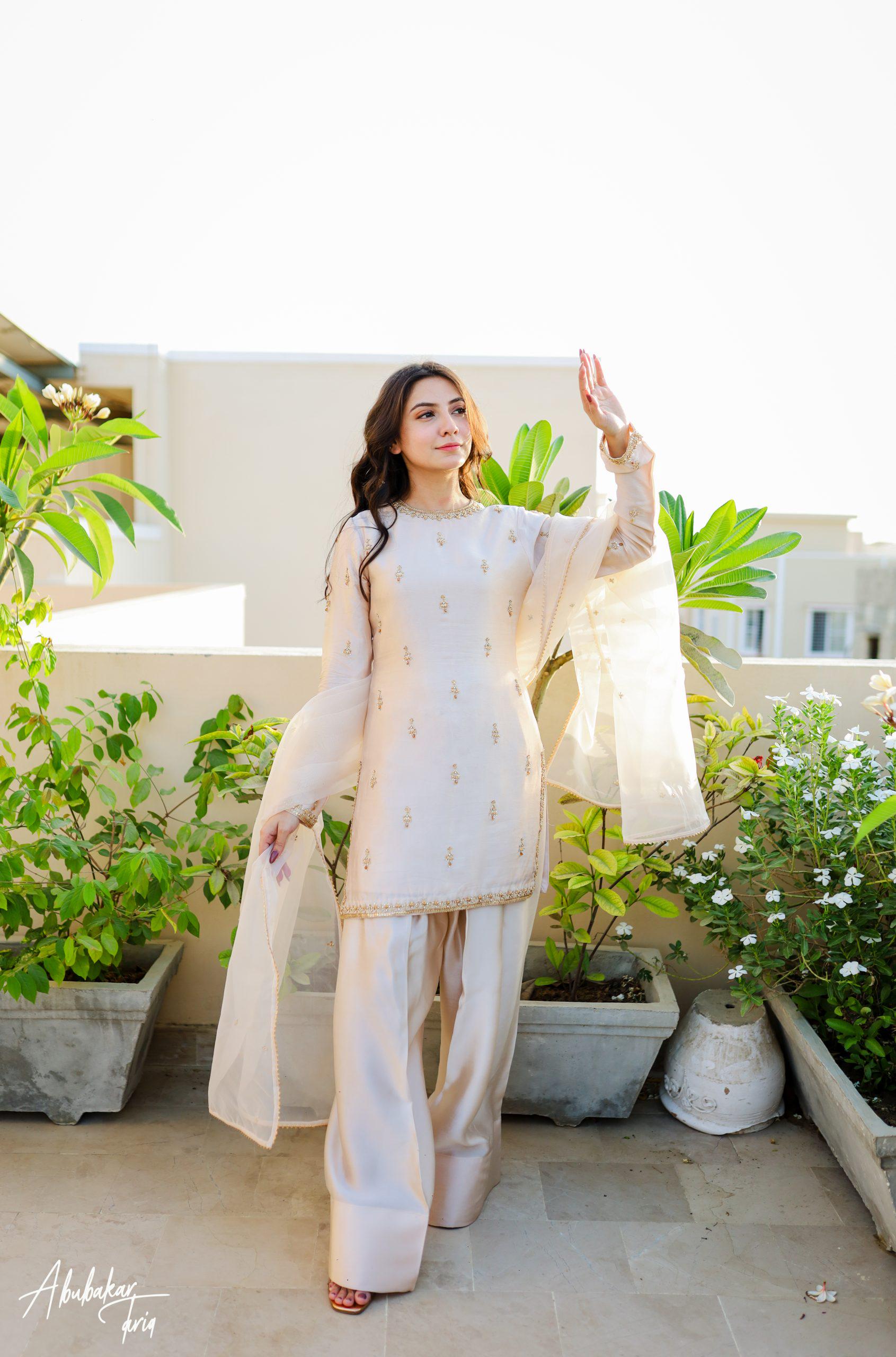 Ivory Farshi Shalwar Kameez: Kamdani Zari Silk Pakistani Wedding Suit