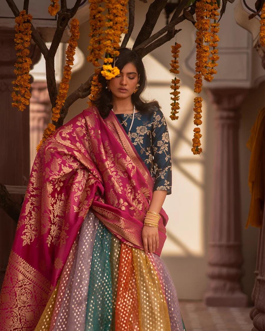 Silk Banarasi Dupatta: Pakistani Bridal Wedding Shawl