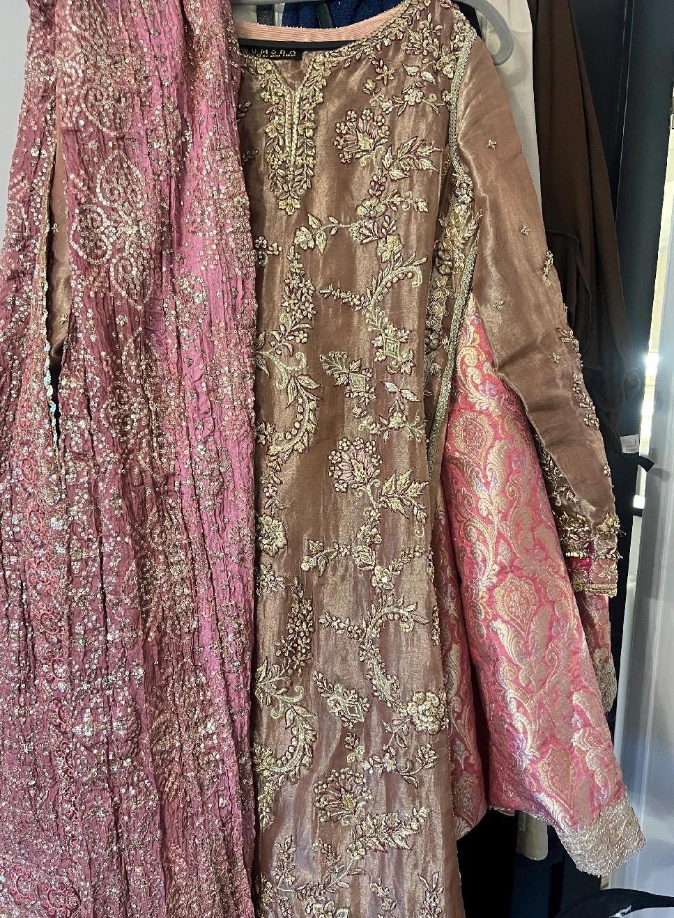 Pink Wedding Dupatta: Pakistani Kamdani Shawl with Sequin Embroidery,kamdani duppata,bridal shawl for women,indian wedding,pakistani wedding