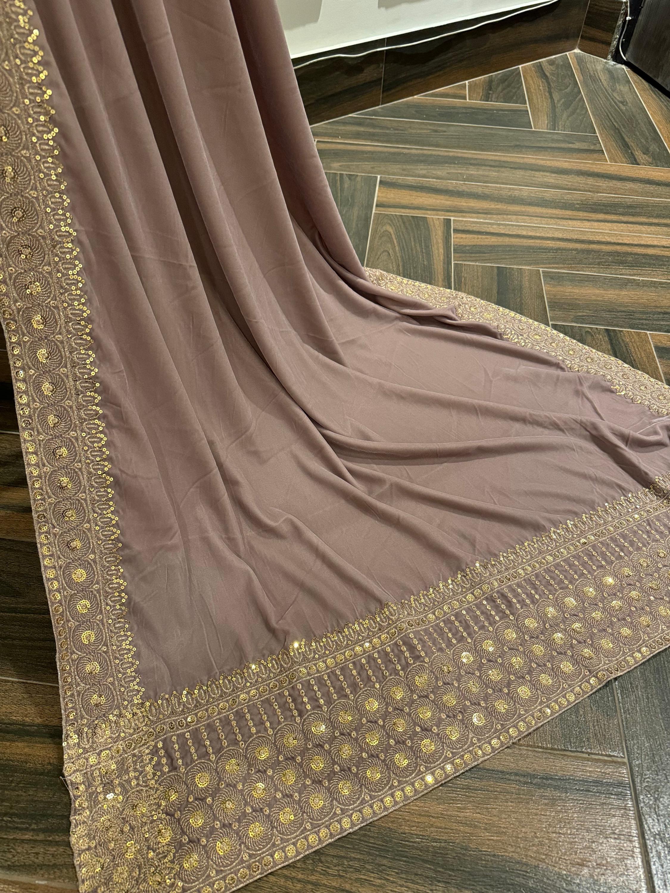Lilac Velvet Shawl, Tilla Sequence Embroidery, Indian Wedding Shawl