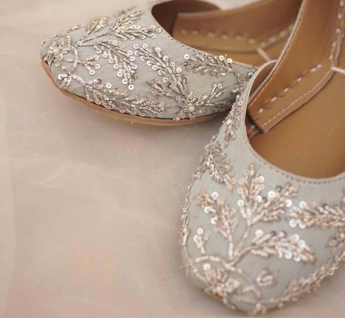 Handcrafted Juttis: Ice Blue, Powder Pink & Lavender Punjabi Flats
