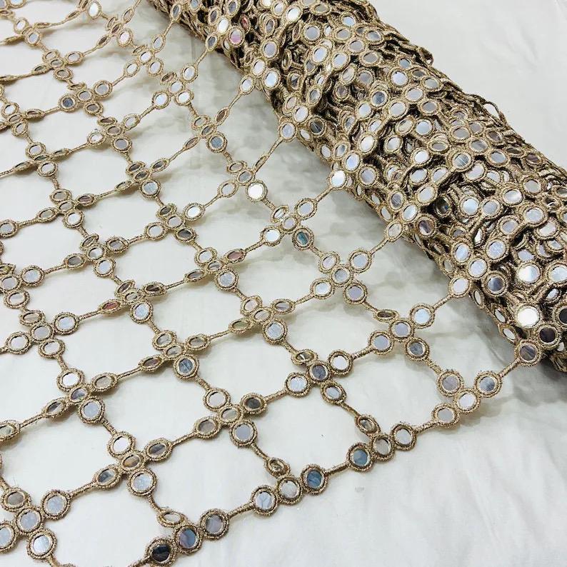 Mirror Work Bridal Dupatta: Gold Tissue Indian Wedding Shawl