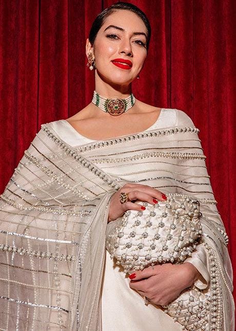 Ivory Buttersilk Shalwar Kameez with Pearls Dupatta, Custom Color