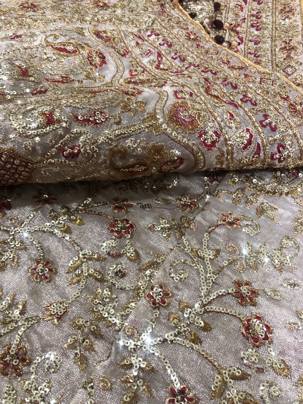 Hand Embroidered Gold Tissue fancy Dupatta: Indian Wedding Shawl