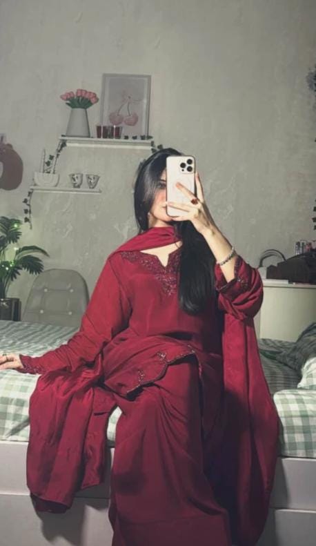 Royal Scarlet Farshi shalwar| 3 pc set |Pakistani Suit Silk Dupatta | Farshi Shalwar 3piece, nikkah, anarkha, shadi wear, eid wear