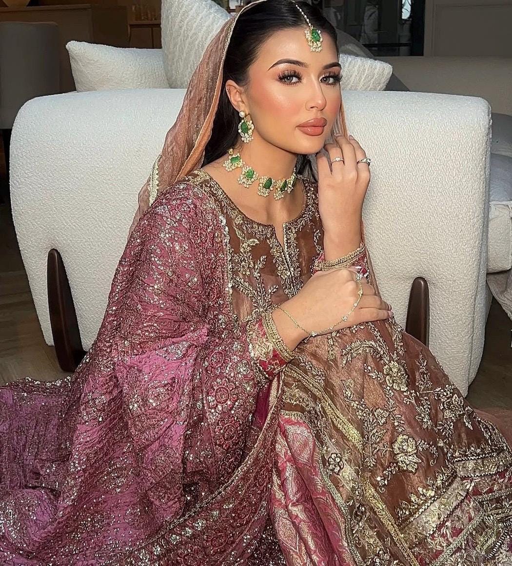 Pink Wedding Dupatta: Pakistani Kamdani Shawl with Sequin Embroidery,kamdani duppata,bridal shawl for women,indian wedding,pakistani wedding