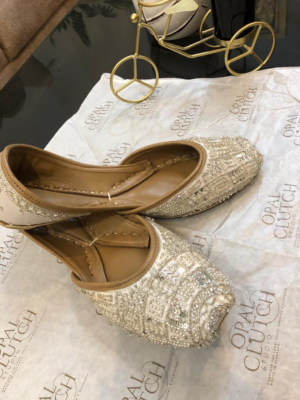 Handcrafted Silver White Vegan Jutti: Indian Wedding Mojari Khussa