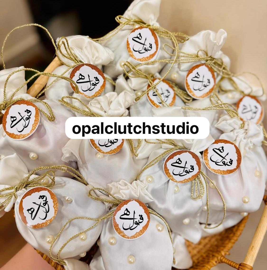 Nikkah Favors, Custom Qabool Hai Pouches, Muslim Wedding (100 pc)