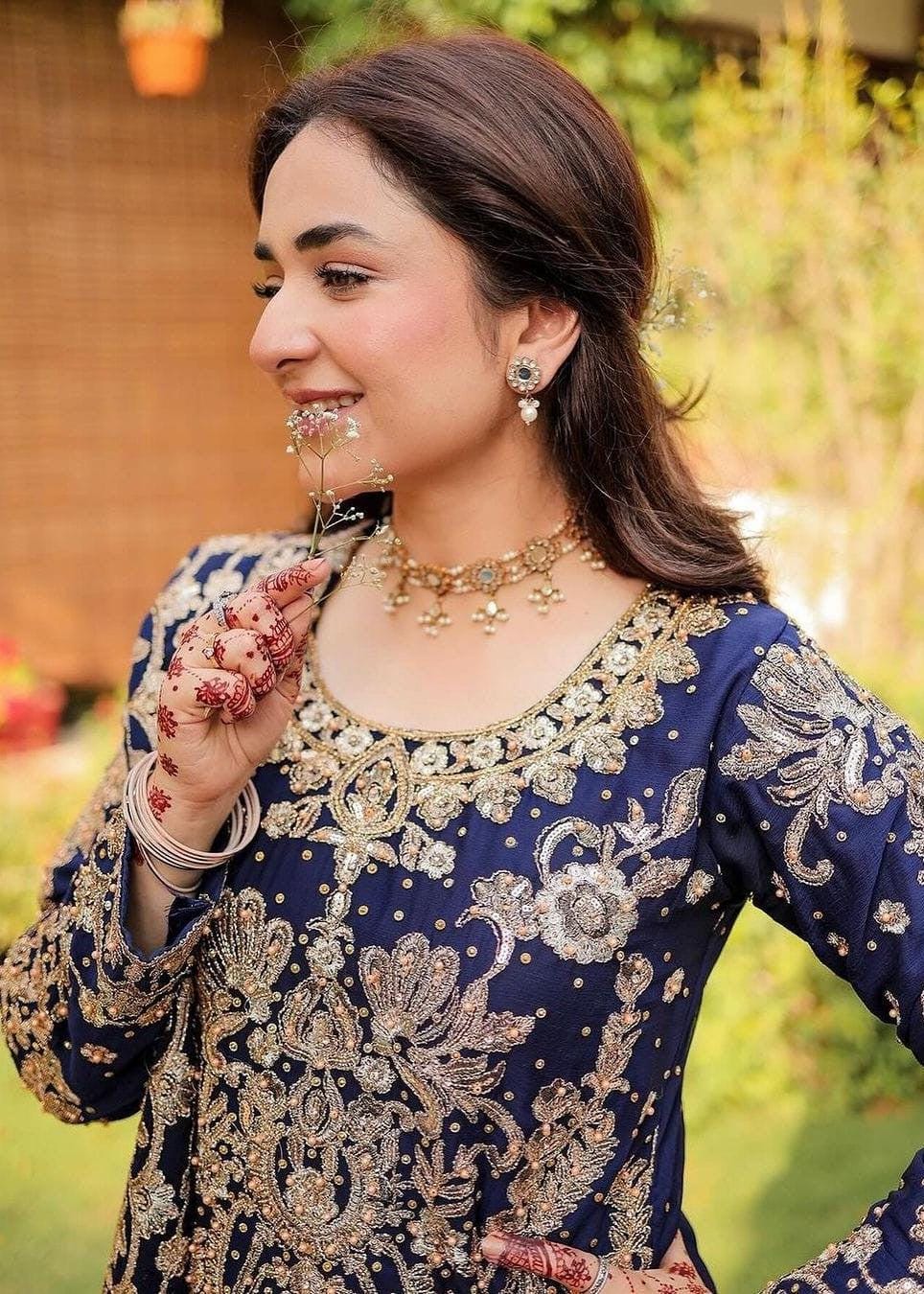 Embroidered Blue Pakistani Shalwar Kameez, Chiffon Dupatta, 3-Piece Set