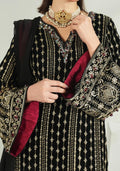 black velvet long dress with chiffon duppata: receptionwear black indian suit