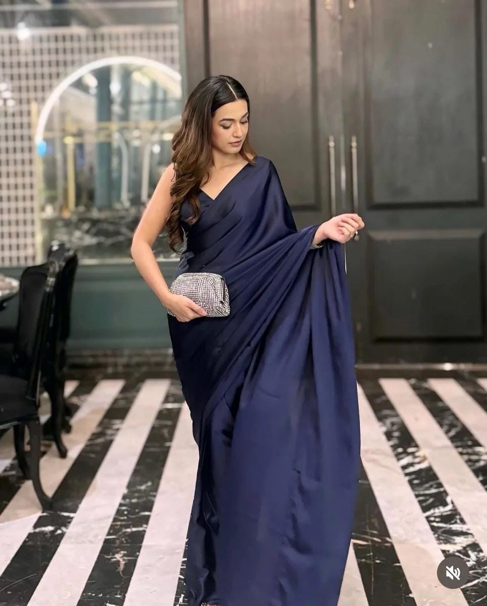 Plain Chiffon Saree, Indian Party Wear, Raw Silk Blouse