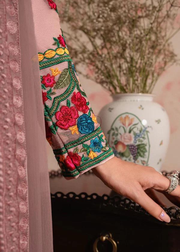 Embroidered Chiffon Kurti Gharara, Blush Pink Kashmiri Dress, Eid Outfit