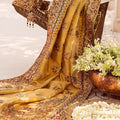 Gold Indian Silk Kamdani Bridal Shawl