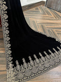 Black Velvet Shawl | Indian Tila Embroidered Wrap