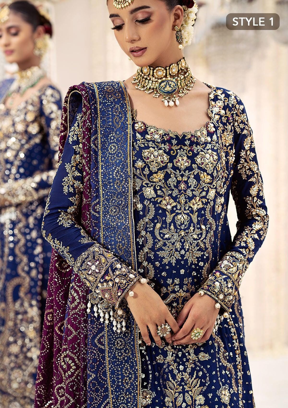 Pakistani Blue Bridal Dress, Heavy Embroidered Silk Wedding Outfit