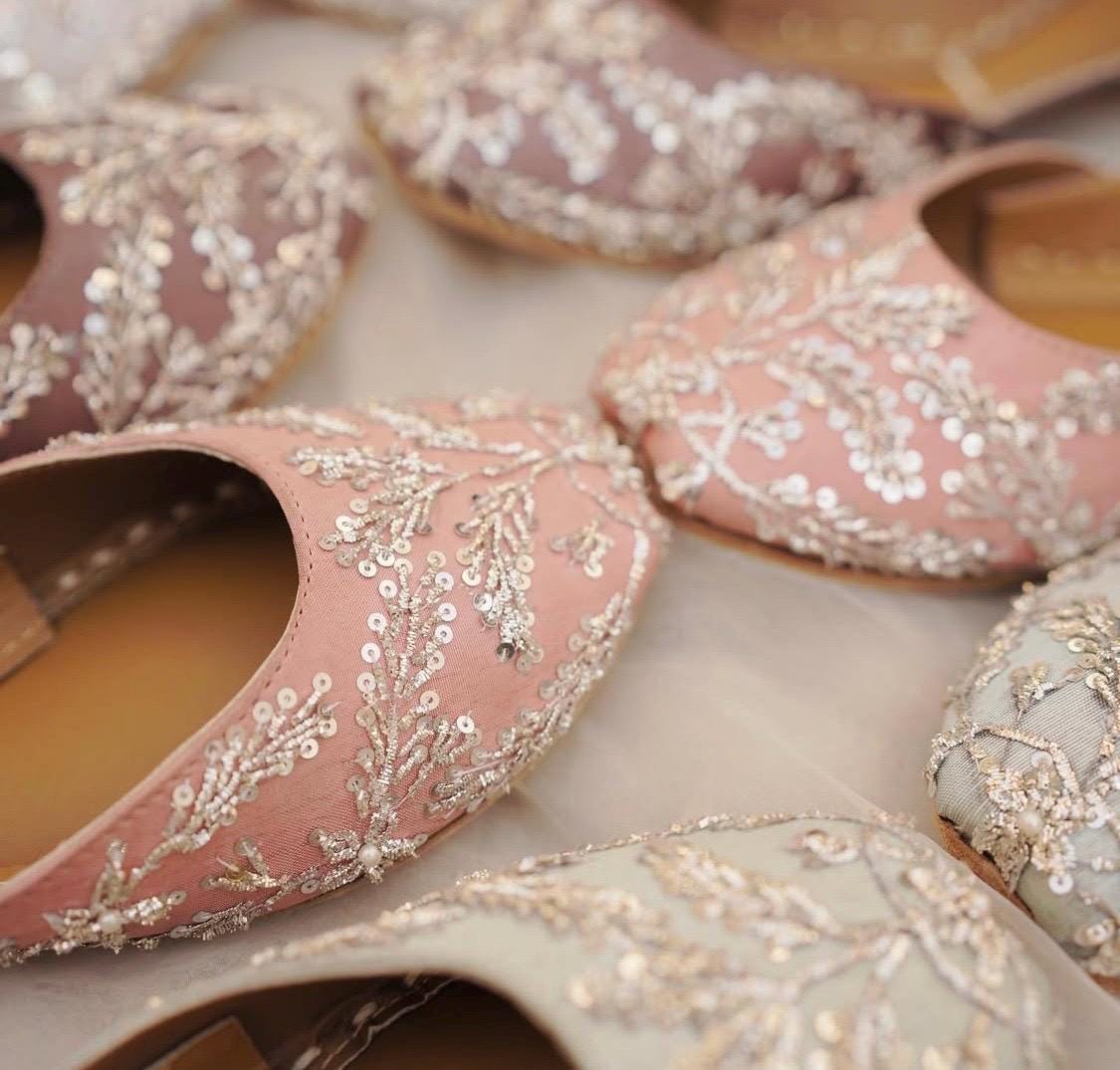 Handcrafted Juttis: Ice Blue, Powder Pink & Lavender Punjabi Flats